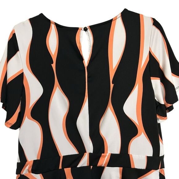 ASHLEY STEWART NWT Abstract Print Flutter Sleeve Surplice Top 14/16 - Picture 6 of 13